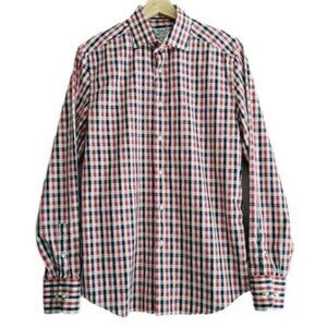 LINEA IN | Italy Button Down Dress Shirt Plaid 2-Ply Mens Sz 36/16